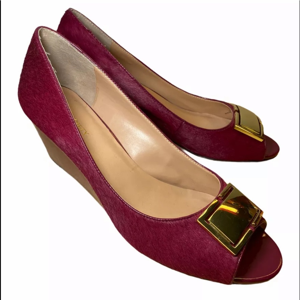 Sole Society Red Wine Suzie Peep Toe Wedges